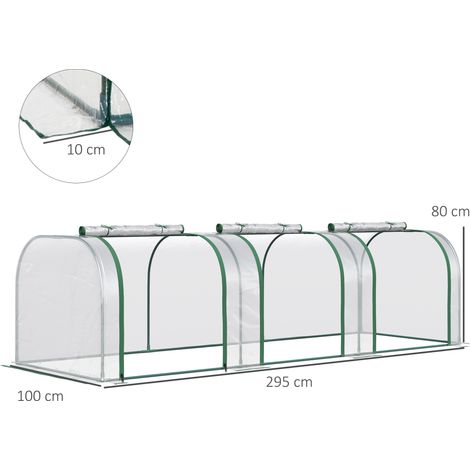 Serre en film : serre, serre de serre avec porte, planter précoce, maison de plantes, germination de plantes, cadre en acier, transparente (295 x 100 x 80 cm) (1/5)