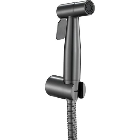 Kit Bidet WC avec Douchette - Pulvérisateur de Bidet à Main en Laiton - Pomme de Douche Toilette avec Tuyau et Support Kit Douchette WC Mural, Pour l'hygiène Personnelle,Gun gray (1/5)
