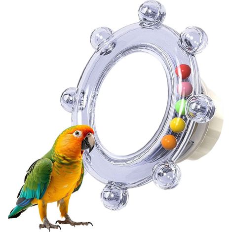 Miroir pour Cage à Oiseaux,Jouets Oiseaux interactifs enrichissants Jouets pour Calopsitte en Cage - pour Volière Intérieure Calopsitte Inséparable Conure Cacatoès (1/5)