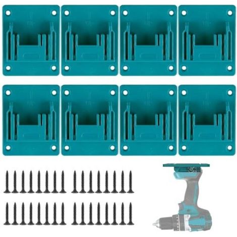 Support Outils Mural pour Makita 18V, 8 Pièces Support Machine Makita avec 32 Vis, Porte Outils Mural Support Perceuse pour Makita Perceuse sans Fil de Machine Atelier Stockage (Cyan Bleu) (1/5)