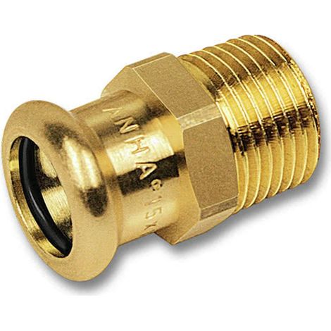 Mamelon intermédiaire M/F en cuivre à sertir fileté - PURAPRESS série 8243G 16x1/2