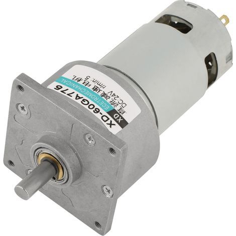 Micro-moteur à engrenages métalliques à courant continu 35 W, vitesse réglable, sens horaire/antihoraire (24 V, 5 tr/min)