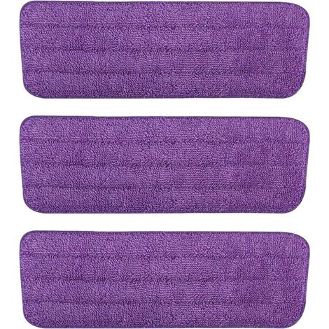 Purple Microfiber Replacement Mop Pad for Spray Mop/Steam Cleaner, 3 Pack Replacement Cleaning Sleeves for Mop/Flat (42 x 14 cm) (1/5)