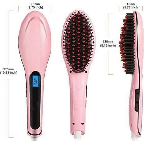 Brosse À Lissage - Céramique Chauffante - Pour Cheveux Bouclés ou Frisés - Usage Domestique et Voyage - 1 Pièce (1/4)