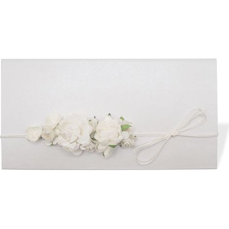 Enveloppe porte-argent pour mariage, porte-argent avec carte cadeau pour marié, baptême, communion, cérémonie de vœux 10,5 x 19,5 cm - Blanc (1/5)