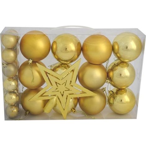Palline in oro con puntale per albero di natale da decorazioni addobbi Pz 25 (1/5)