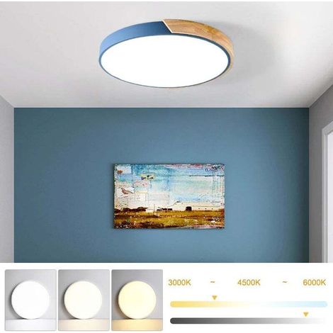 30 cm dimmbare LED-Deckenleuchte, moderne Metall-Deckenleuchte mit Fernbedienung, 24 W blaues Dekorationslicht, 3 Farbtemperaturen
