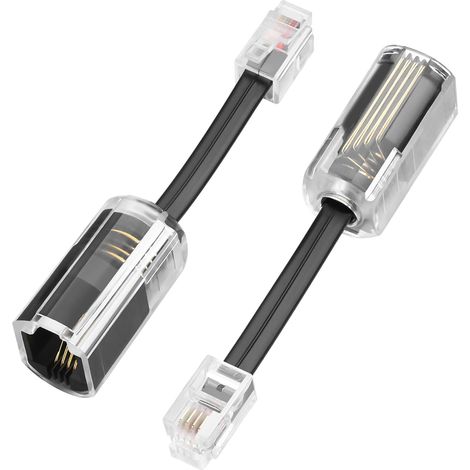 2 Pièces Adaptateur Pivotant RJ9 4P4C 360°, Démêleur, Rotatif Téléphone Fixe Câble Anti-embrouillage, Accessoire pour Téléphone Fixe de Bureau ou Maison (1/5)