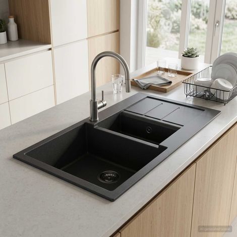 vidaXL Lavello da cucina a doppia vasca Granito 80 x 50 x 30,5 cm