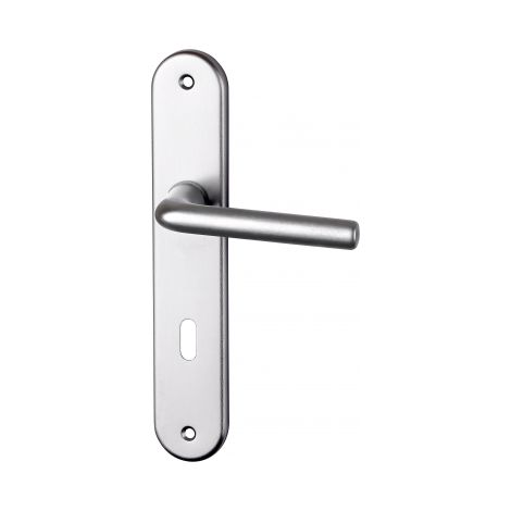 Ouvre&Déco – 2 poignées de porte TIGNES entrée de clé, aluminium anodisé argent entraxe 195 mm