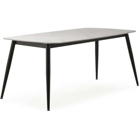 Mesa De Comedor 180X90X76 Porcelanico/Metal Negro (1/4)