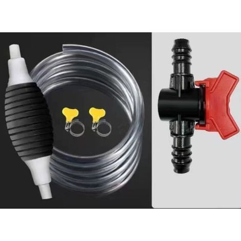 2 Pcs Pompe Manuelle, Pompe Manuelle Carburant avec 2 Tuyau 2M, 4 Colliers de Serrage et 2 Vannes de Régulation pour Eau, Essence, Diesel