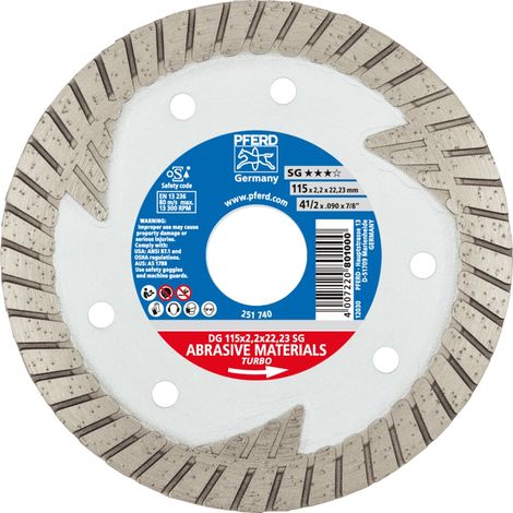 PFERD TOOLS Diamant-Trennscheibe DG 115x2,2x22,23 mm SG z. Trennen v. Stein/Beton,hohe Schnittqualität (1/2)