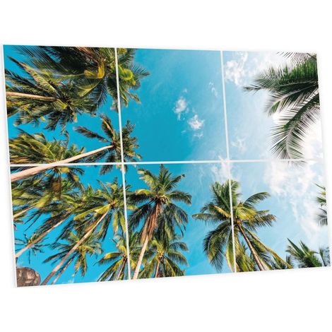 Pack de 6 Dalles LED Imprimées 60x60 cm - Motif Évasion Tropicale - Lumière Blanc Neutre 4000K - Panneaux Lumineux Plafond Bureau Salon Cuisine - Faciles à Installer