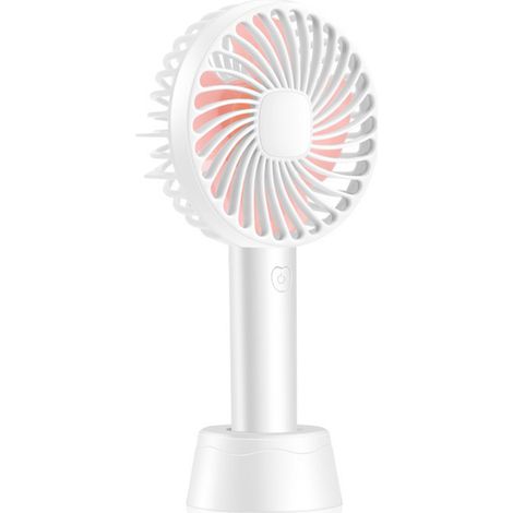Ventilateur portable rechargeable USB 1200 mAh, mini ventilateur de poche à 3 vitesses, Base amovible (blanc) (1/5)