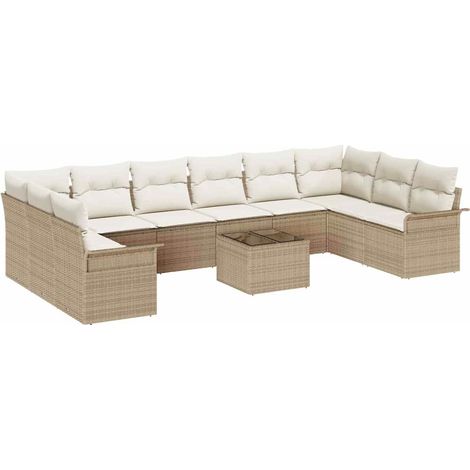 Maison Exclusive - Set Divano da Giardino 11 pcs Marrone polyrattan