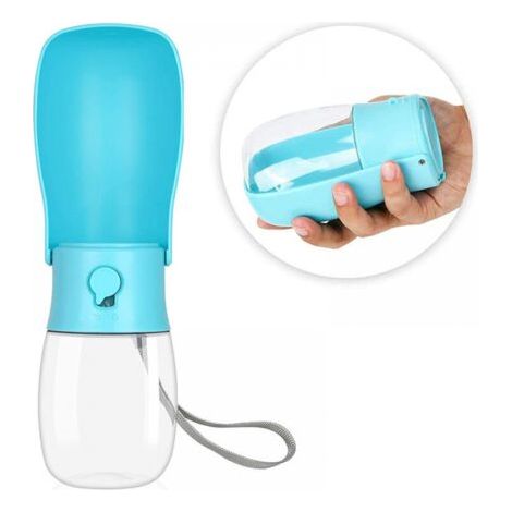 Zusammenfaltbare Wasserflasche für Hunde, 300 ml, tragbare Wasserflasche für Hunde, geeignet für Hunde und Katzen, für Spaziergänge im Freien, Reisen und zum Trinken, blau (1/5)