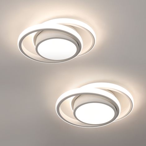 Plafoniera LED 2 PC, Lampada da soffitto rotonda 32W 2350lm, Plafoniera moderna per corridoio Camera da letto Bagno Cucina Soggiorno, Luce naturale 4500K, Diametro 28 cm [Classe di efficienza energeti (1/5)