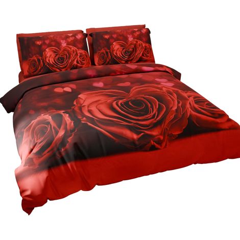 Housse de Couette 1,5 Place 200x200 cm 2 Taies 75x50 cm Incluses, Parure en Microfibre Imprimée Passion - Fabriqué en Italie (1/5)