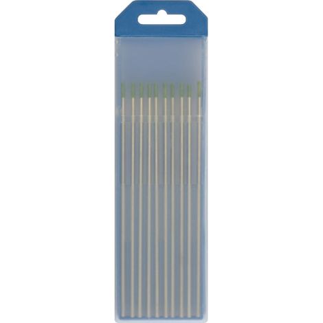 Electrodes en Tungstène Pur de 2,4 mm (Vert) - Pack de 10 pour Aluminium et Acier (Réf. GYS 044579)