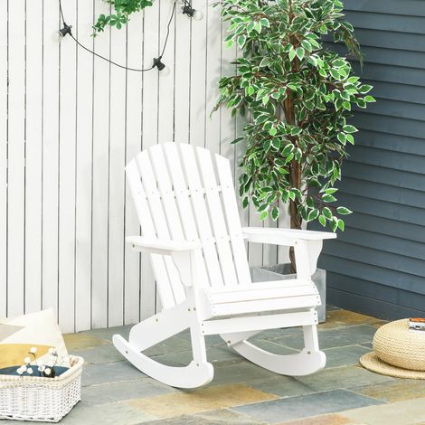 Fauteuil balancelle extérieur adirondack 77x94x97 cm blanc, assise large, dossier haut, confortable jardin ou terrasse (1/5)