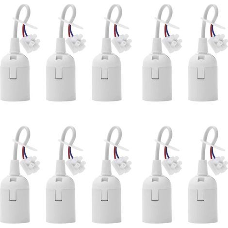 Lot de 10 douilles de lampe E27 avec câble 4 A 250 V pour ampoules à incandescence et LED (1/5)