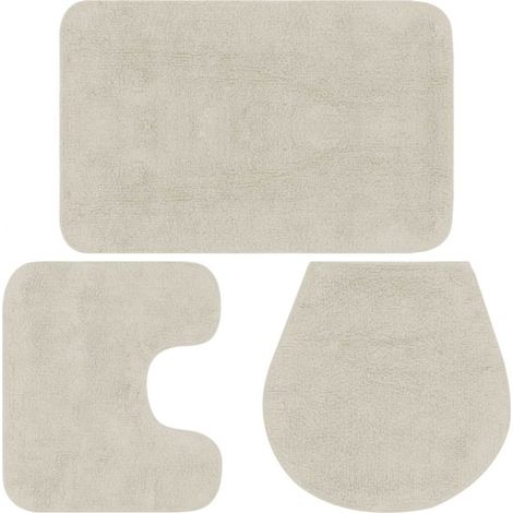 vidaXL Badezimmerteppich-Set 3-teilig Weiß (1/5)