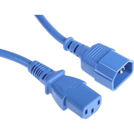 Câble d'alimentation, Bleu, Connecteur C13, IEC vers C14, CEI, 1m ( Prix pour 1 ) (1/3)