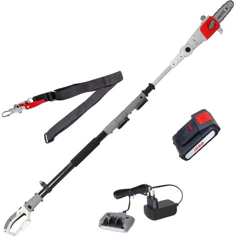 Elagueur sur perche 20V Télescopique jusqu'à 4m - Elagueuse Guide Oregon 20cm- Inclus Batterie lithium 2.0Ah+ Chargeur IKRA