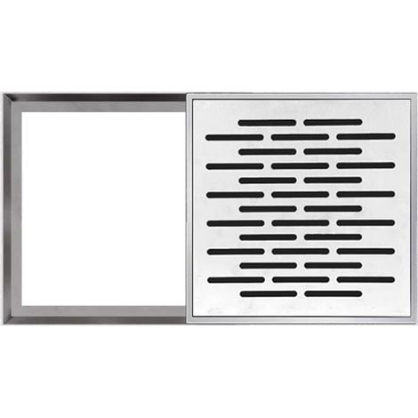 Grille de drainage invisible lot de 1 en acier inoxydable 304 20 x 20 cm à écoulement rapide pour cour allée et évacuation extérieure (1/4)