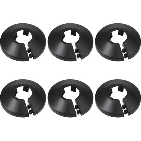 6 Pièces (16MM) (Noir) Colliers de Tuyau de Radiateur, Couvercle Blanc Solide de Pipe en Plastique pour Rosace Ronde, Diamètre Cache Décoration, Radiateur, Trou Mur, Chauffage (1/5)