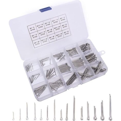 Bardusch-Kit de 150 Goupilles Fendues Inox (15 Tailles) avec Boîte, pour Automobile, Mécanique et Atelier (1/5)
