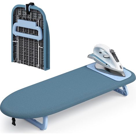 Table à Repasser, Pliable, avec Tapis de Repassage, Bleu Compacte et légère, idéale pour voyage, dortoir et petits espaces (1/5)