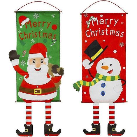 Décorations murales de Noël pour porte d'entrée (vieil homme, bonhomme de neige) - 2 pièces (1/5)