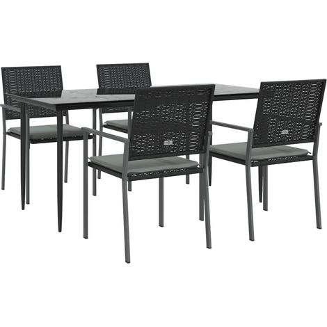 vidaXL Set Pranzo da Giardino 5pz con Cuscini in Polyrattan e Acciaio (1/4)