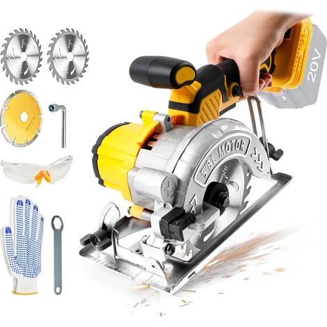 Scie circulaire portative sans fil 18 V, mini scie circulaire 6200 tr/min, profondeur de coupe millimètre 40 (90º), 25 (45º), 3 lames (125 mm) (1/5)