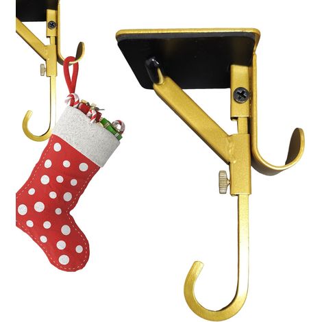 Porte-Bas de Noël pour Cheminée,Crochets de Cheminée Adjustables pour Bas de Noël - Crochets Métalliques Décoratifs Antidérapants pour Décoration de (1/5)