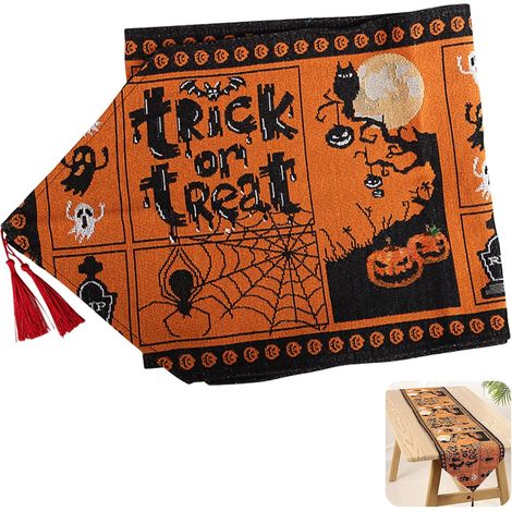 nappe d'Halloween, chemin de table décoratif d'Halloween pour la maison (1/5)