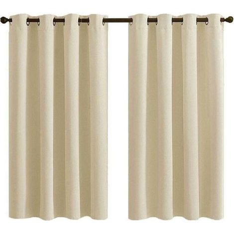 Ensemble de 2 Panneaux de Rideaux Courts à Oeillets - Occultant Isolant Thermique Couleur Taupe - pour Chambre ou Salle de Bain 28x36 Pouces (K30)