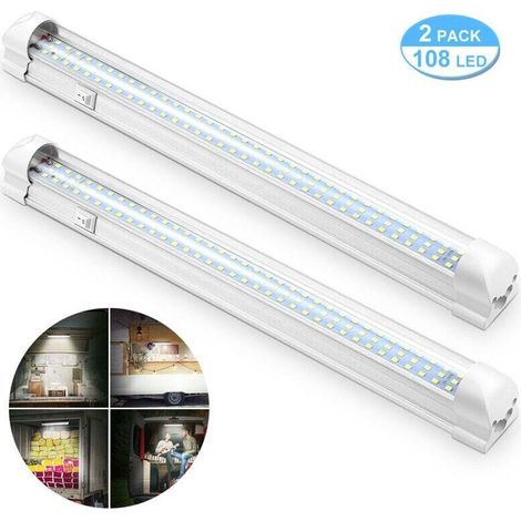 12V LED-Innenraumleuchte, helle Innenbeleuchtung mit Ein-/Ausschalter, 1200LM LED-Lichtleiste für Auto, Transporter, Camping, LKW, Boot, 2 Stück