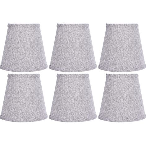 Lot 6 abat-jour tissu gris argenté – lampe de table / plafonnier – pour ampoule E14 ou petite