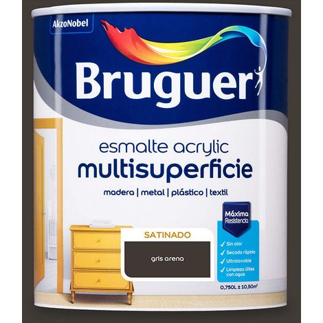 ESMALTE ACRYLICO MULTISUPERFICIE SATINADO GRIS ARENA 0,750L 5161515 BRUGUER