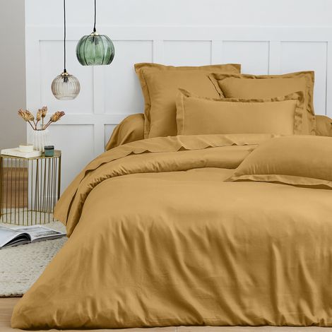 Housse de couette 240 x 220 cm – 100% Coton 57 fils/cm² – Qualité Supérieure – Miel (1/3)