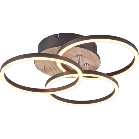 LED Deckenleuchte CIRCLE 3 Ringe Schwarz mit Fernbedienung & Tageslicht Ø 43cm (1/5)