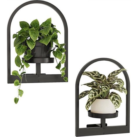 Set of 2 Indoor Plant Stands, Wall-Mounted Plant Hangers, Indoor Plant Planters, Round (1/5)