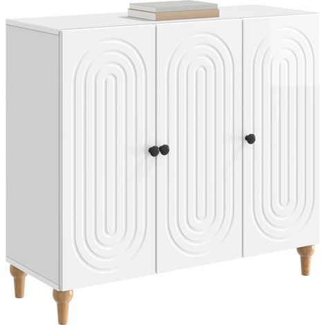 Maison Exclusive - Credenza Bianco Lucido 89 x 34,5 x 80 cm Legno ingegnerizzato