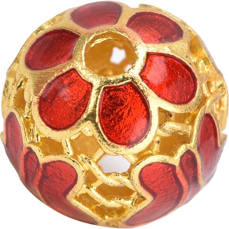 Perles rondes creuses en cloisonné à bord doré, accessoires de bricolage élégants pour bracelet et collier, lot de perles rouges lustrées.