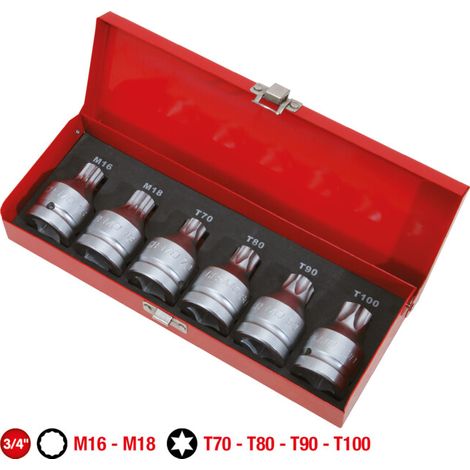 Jeu de douilles à chocs XZN® et TORX® 3/4'', M16-18 - T60 à 100 (1/5)