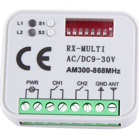 Récepteur Universel RX Multifréquence 300-868 MHz 2CH 12V 24V Module Relais Télécommande Porte Garage