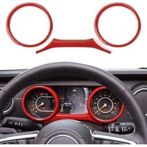 Set mit 2 ABS-Armaturenbrettabdeckungen, Innenausstattung für Jeep Wrangler 2018–2023 JL JLU Sport X Sahara Rubicon Gladiator JT Rot (1/4)